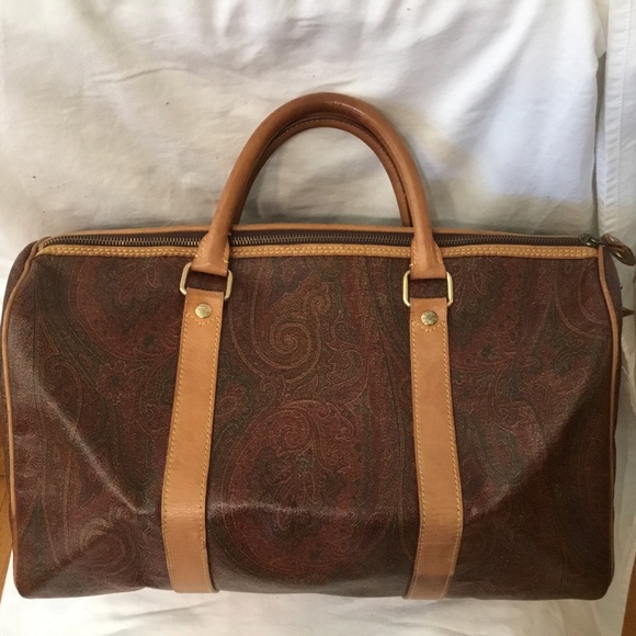 Etro Handbags - Etro Milano Paisley Bordeaux Brown PVC Boston Bag